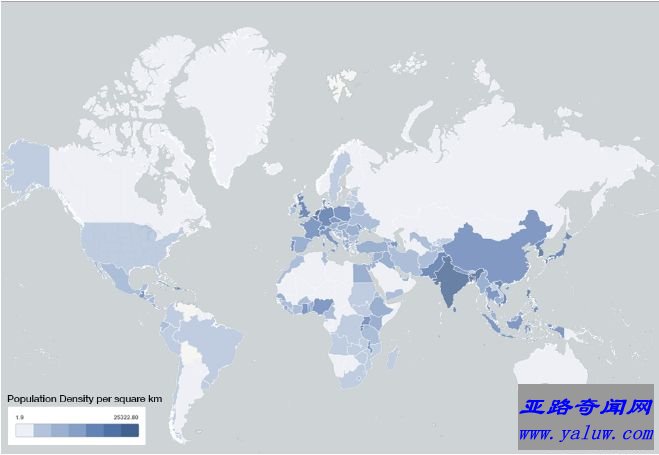 全球人口密度图
