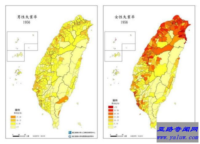 中国台湾男女人口分布图