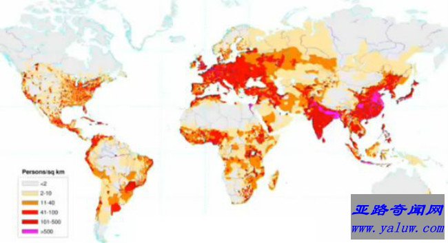 世界人口分布图